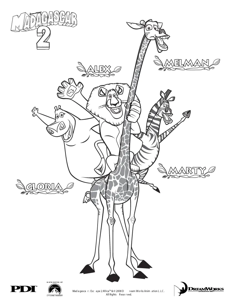 Madagaskar Coloriage zum Ausdrucken für Kinder (Ausmalbild von Madagascar zum Ausdrucken und Ausmalen für Kinder)