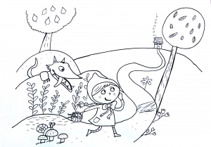 Rotkäppchen (sehr leicht) (Ausmalbild von Märchen)