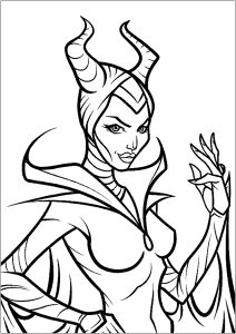 Maleficent wird im Film von Angelina Jolie verkörpert (Ausmalbild von Maleficent - Die dunkle Fee)