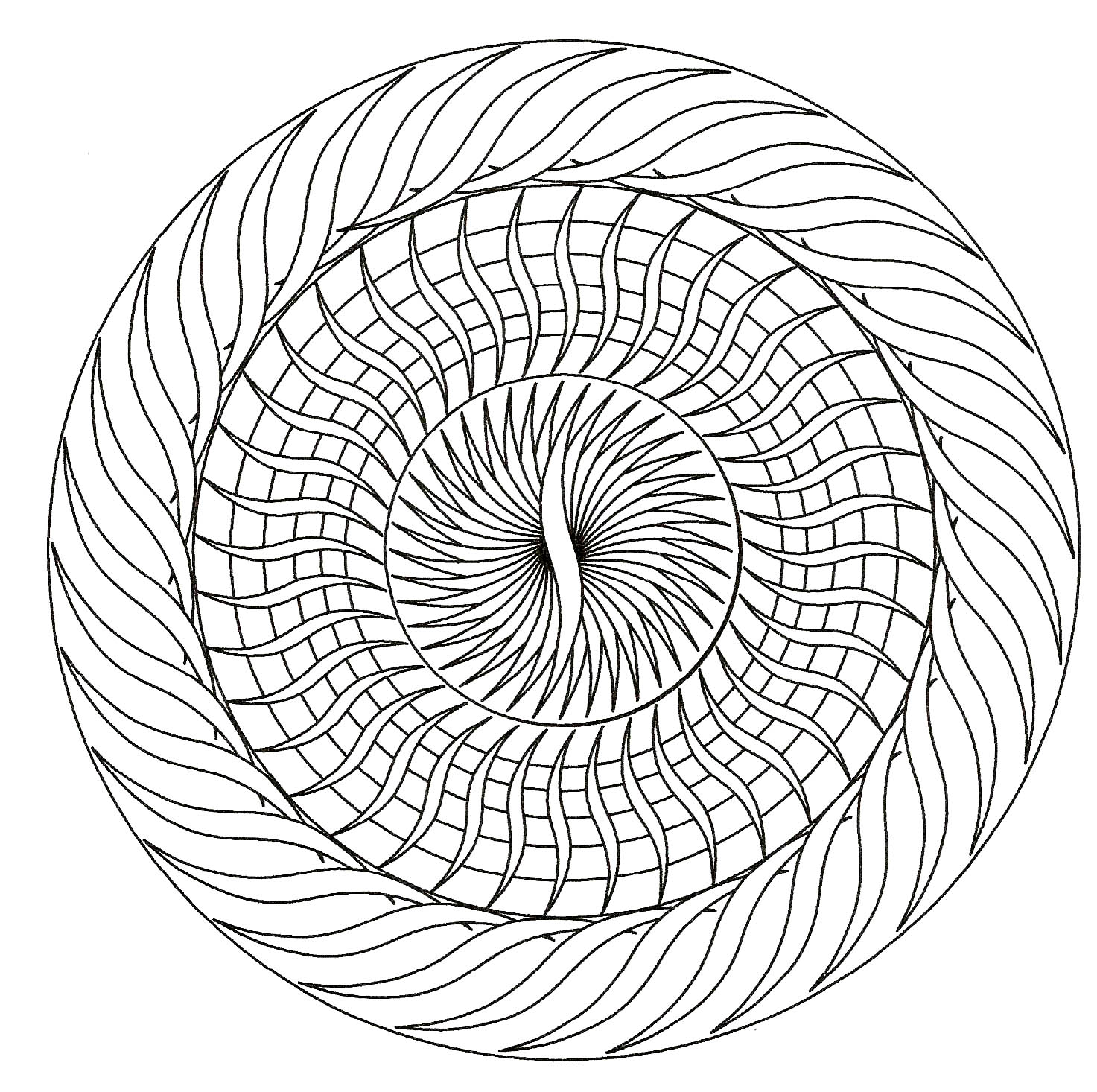 Geometrisches Mandala - 5 (Ausmalbild zum Ausdrucken und Ausmalen für Kinder)