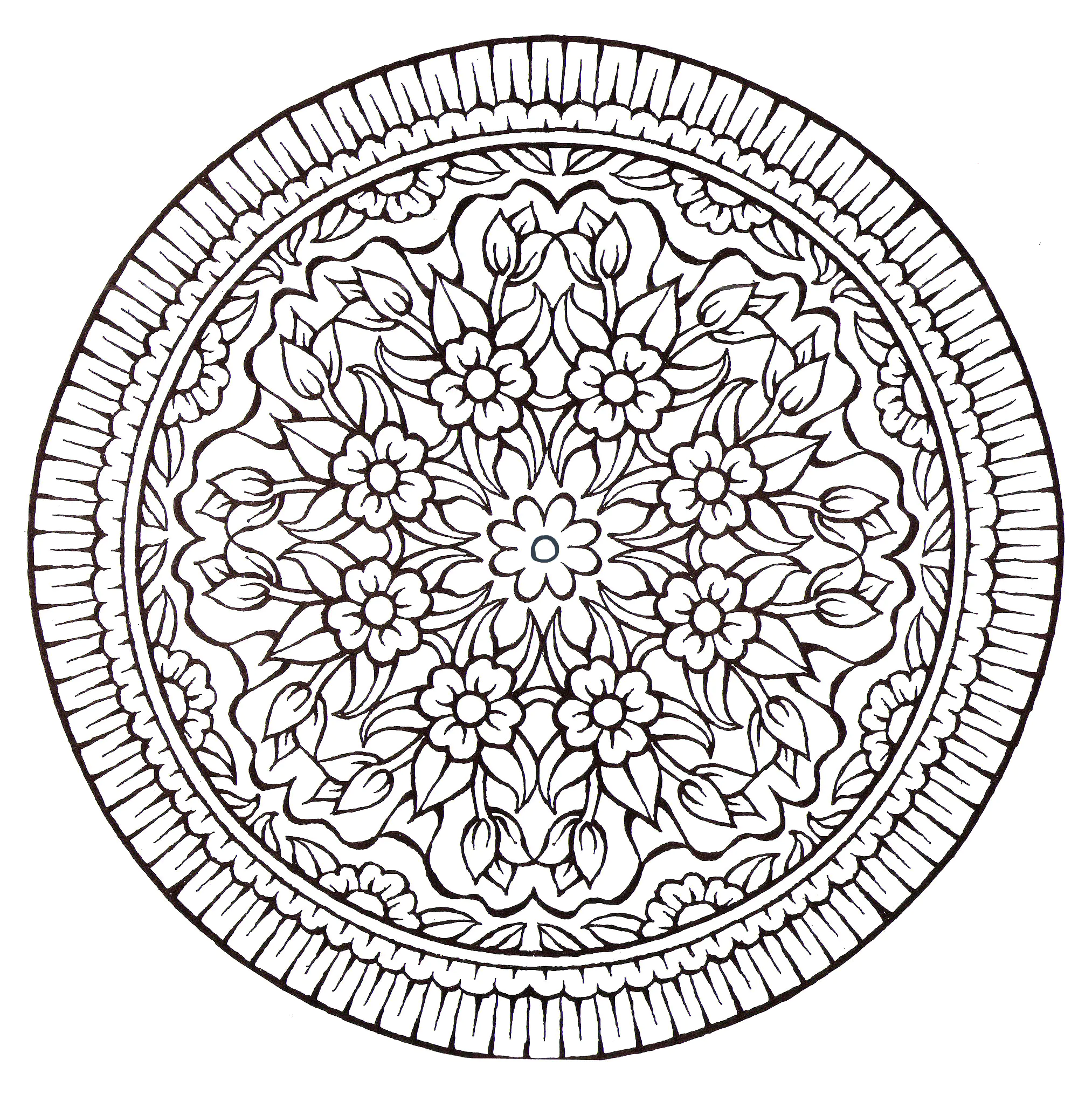 Mandala-blumen-vintage (Ausmalbild zum Ausdrucken und Ausmalen für Kinder)