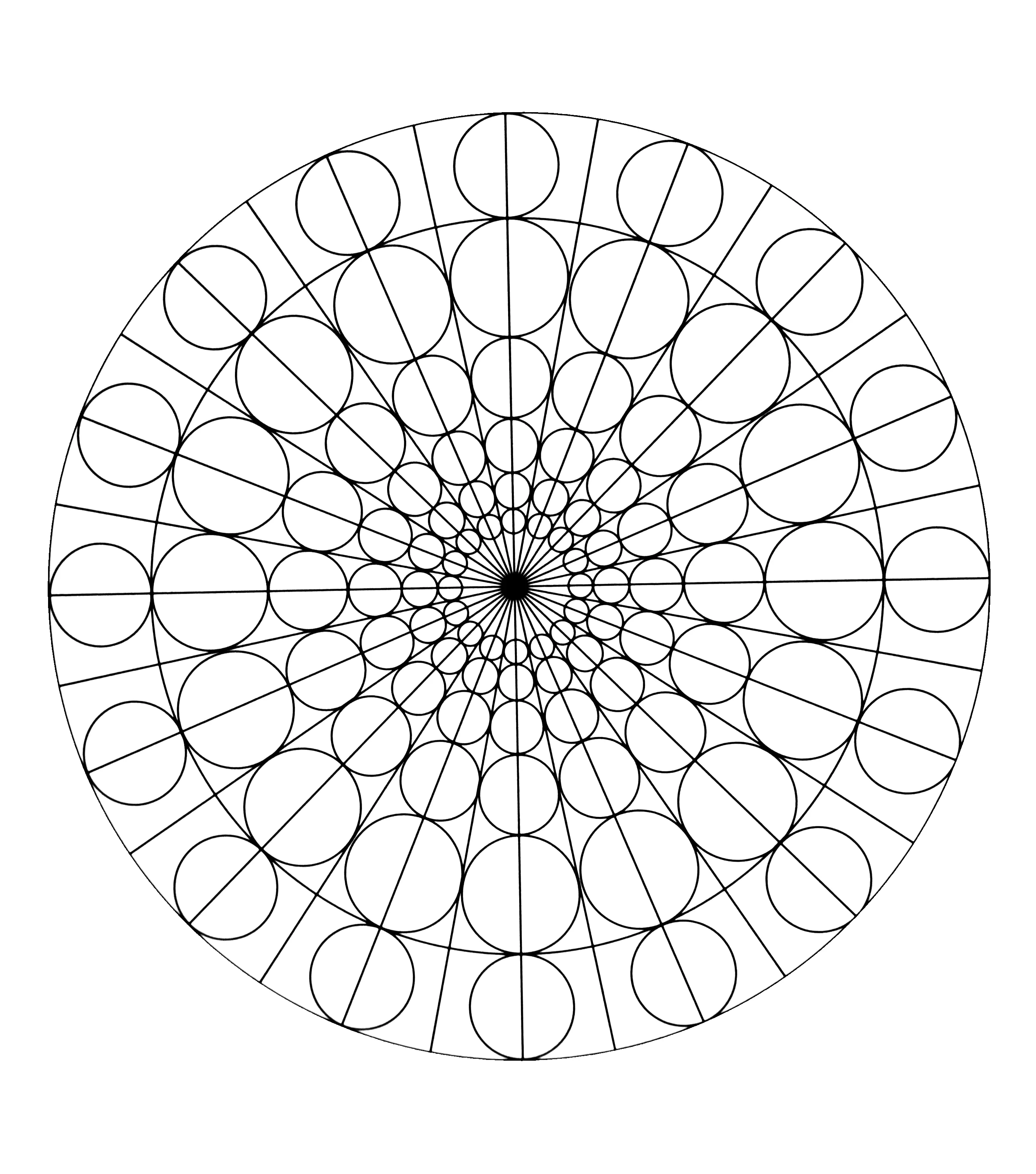 Kleine symmetrische Kreise (Ausmalbild von Mandala zum Ausdrucken und Ausmalen für Kinder)