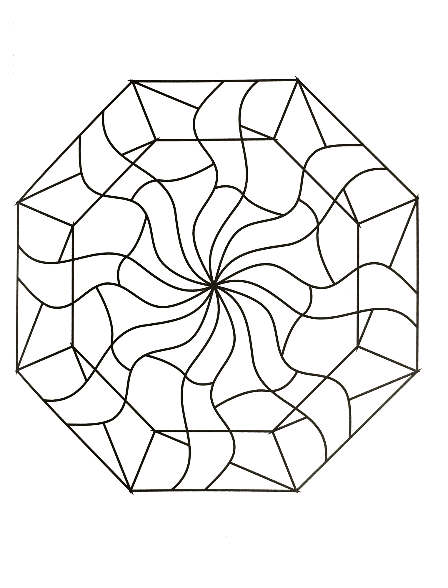 Mandala, das wie ein Ventilator aussieht (Ausmalbild zum Ausdrucken und Ausmalen für Kinder)
