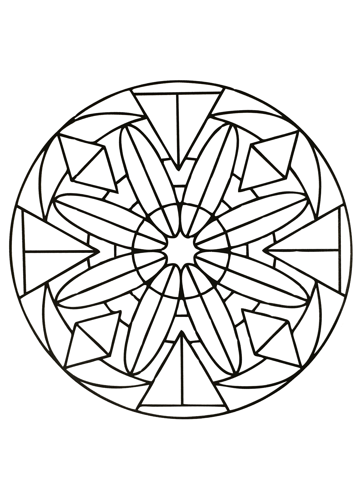 Der Propeller (Ausmalbild von Mandala zum Ausdrucken und Ausmalen für Kinder)