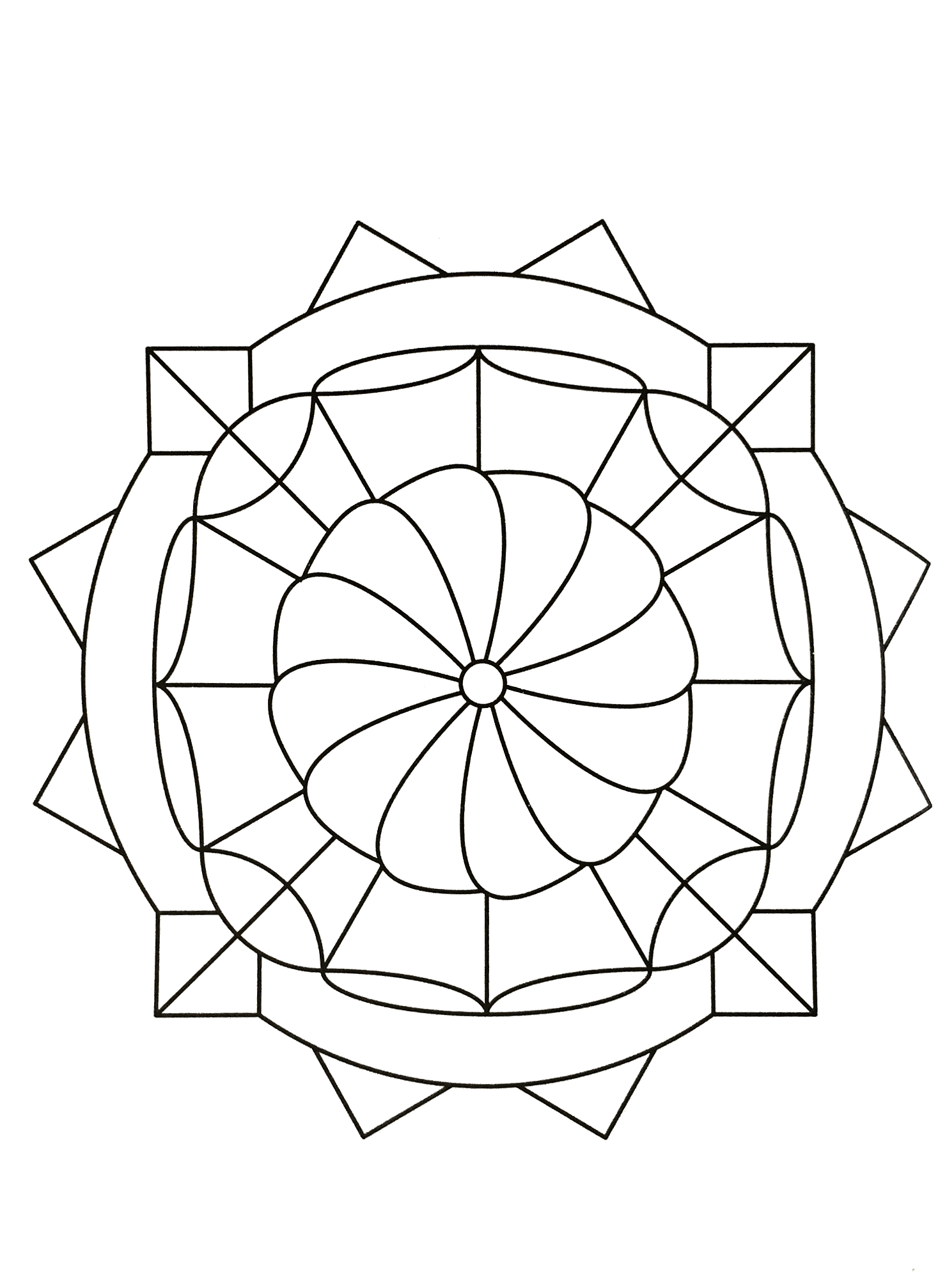 Ein schönes Mandala (Ausmalbild zum Ausdrucken und Ausmalen für Kinder)
