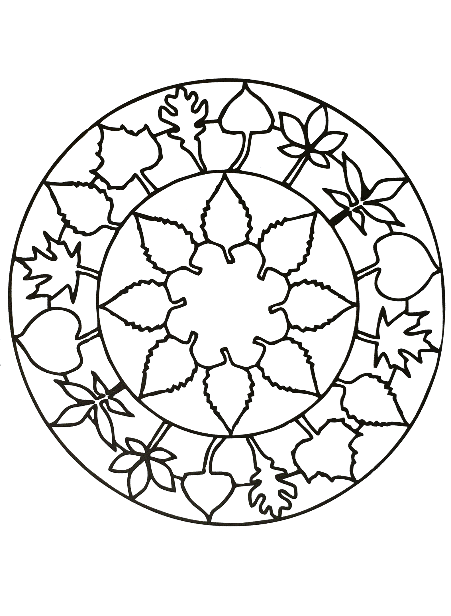 Herbst-Mandala (Ausmalbild zum Ausdrucken und Ausmalen für Kinder)