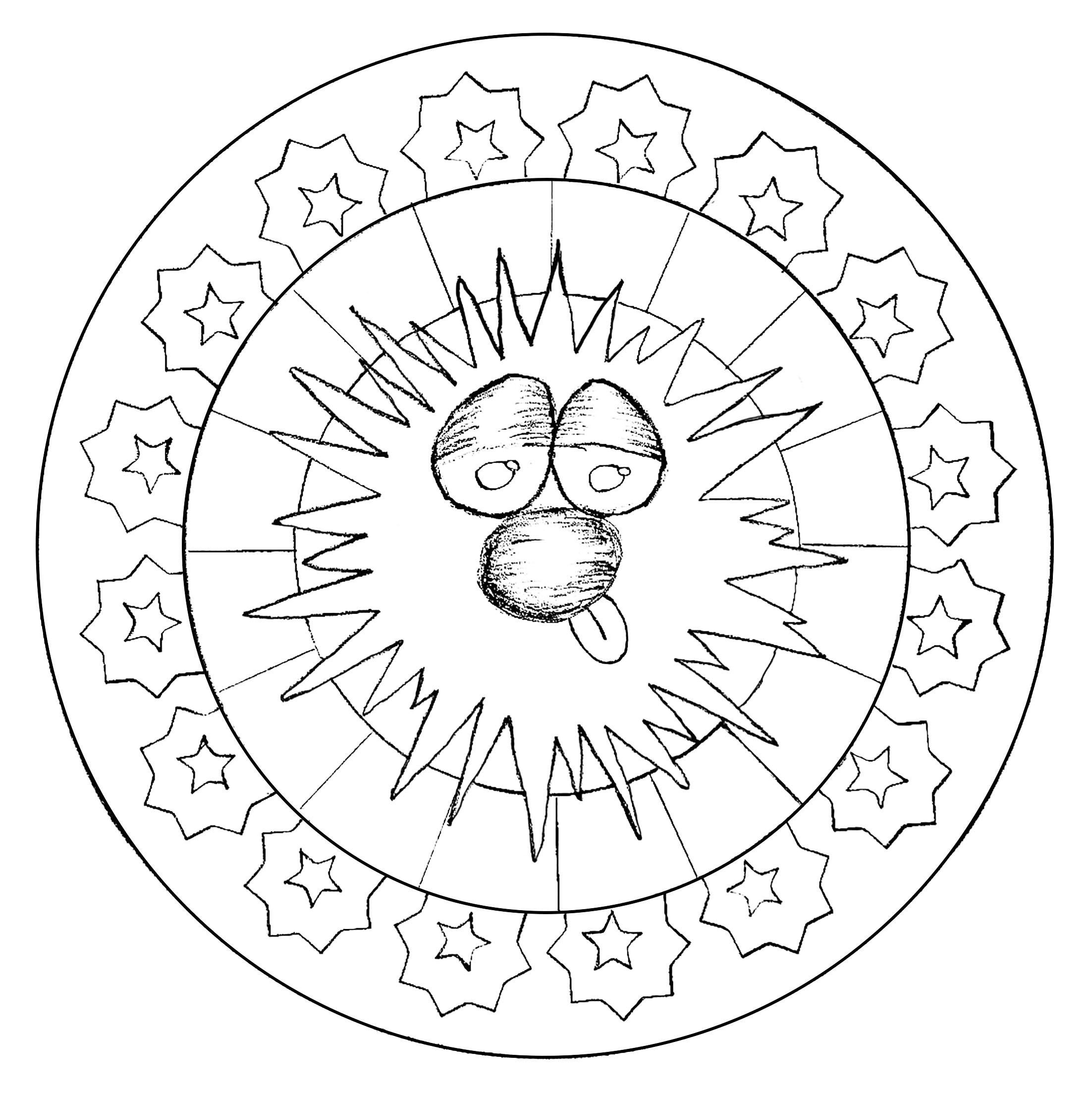 Lustiger Kopf (Ausmalbild von Mandala zum Ausdrucken und Ausmalen für Kinder)