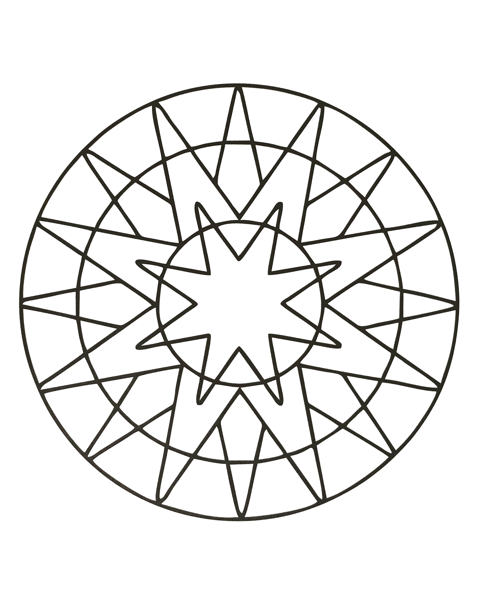 Sternmandala (Ausmalbild von Mandala zum Ausdrucken und Ausmalen für Kinder)