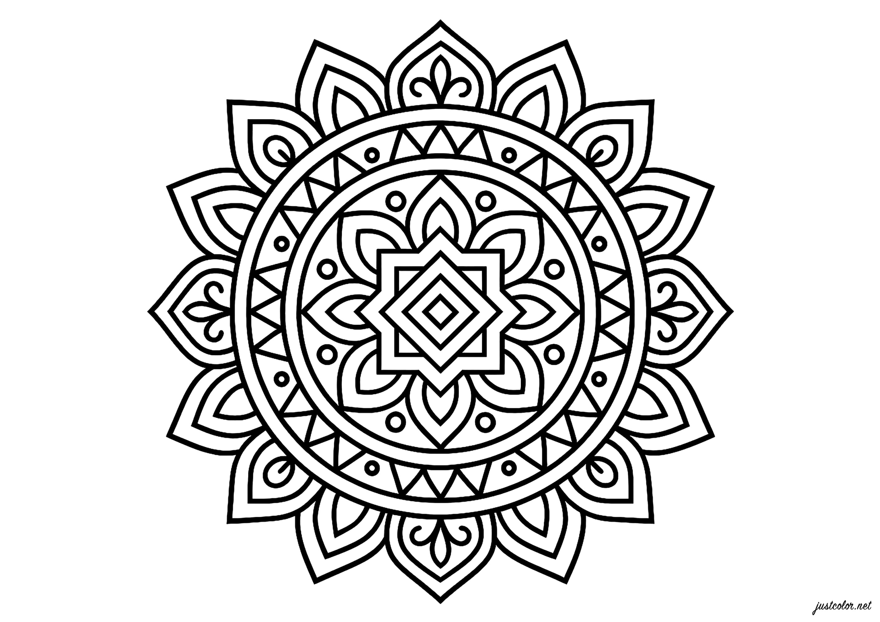 Ausmalbilder von mandala zum Herunterladen (Ausmalbild zum Ausdrucken und Ausmalen für Kinder)