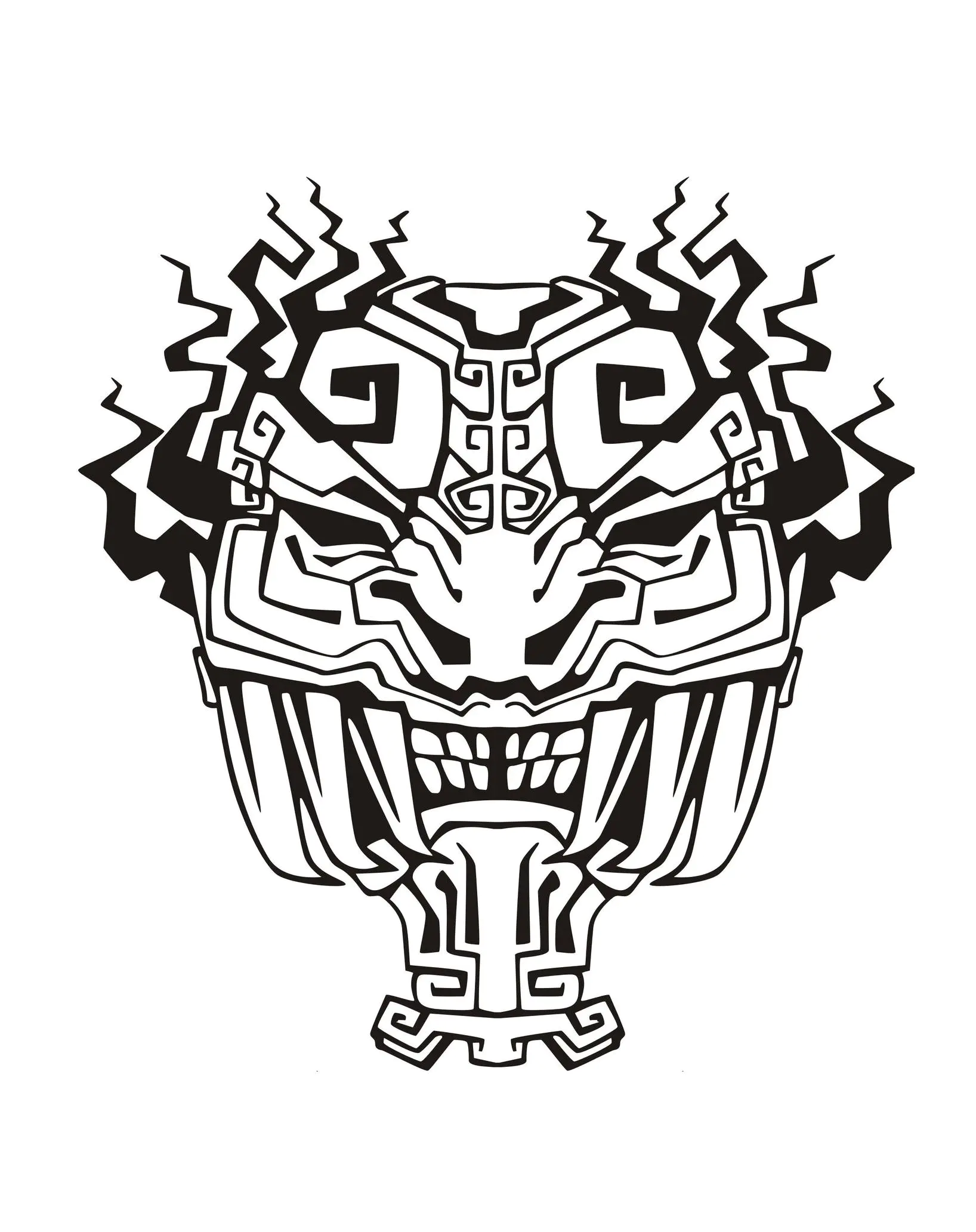 Inka/Maya Maske - 8 (Ausmalbild von Masken zum Ausdrucken und Ausmalen für Kinder)