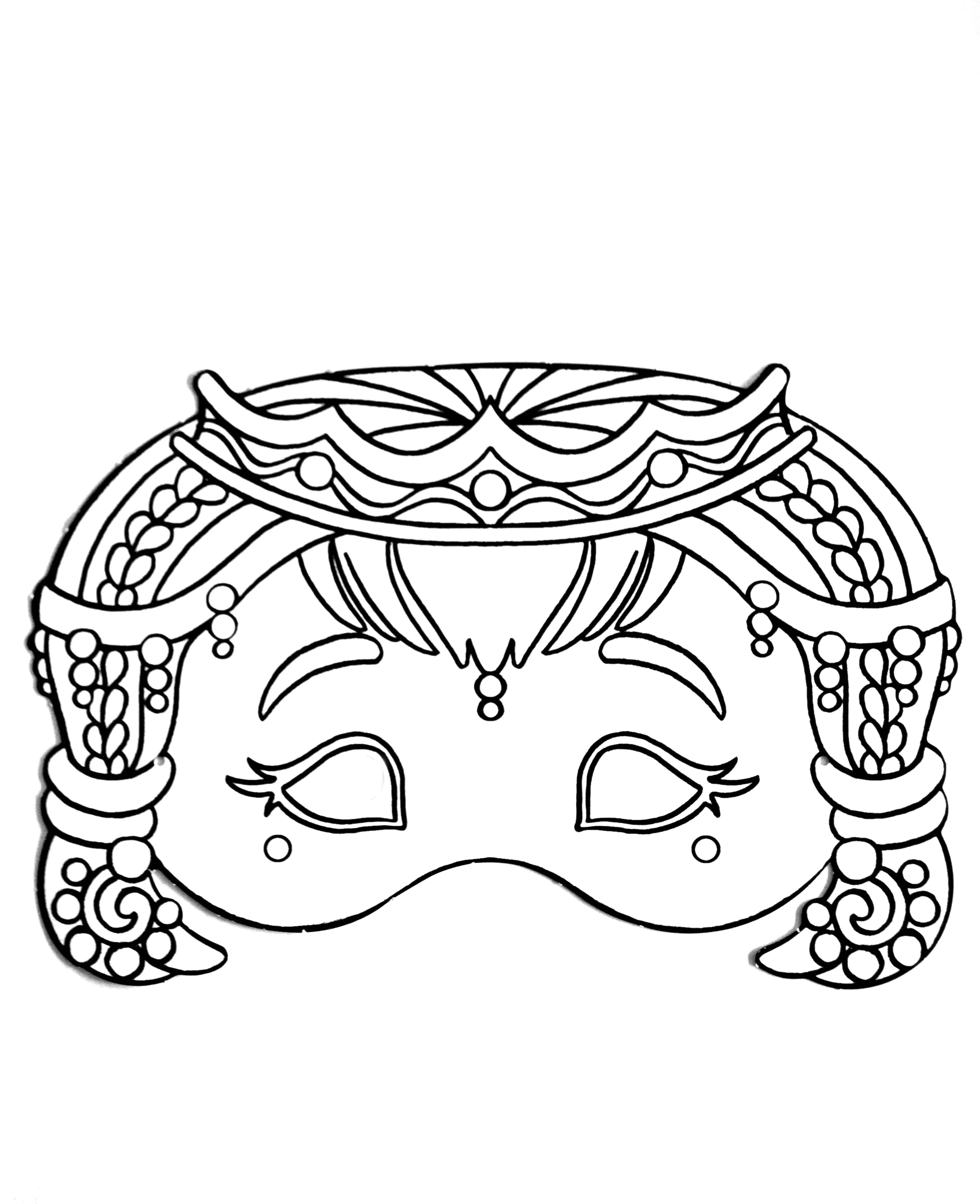Karnevalsmaske zum Dekorieren (Ausmalbild von Masken zum Ausdrucken und Ausmalen für Kinder)