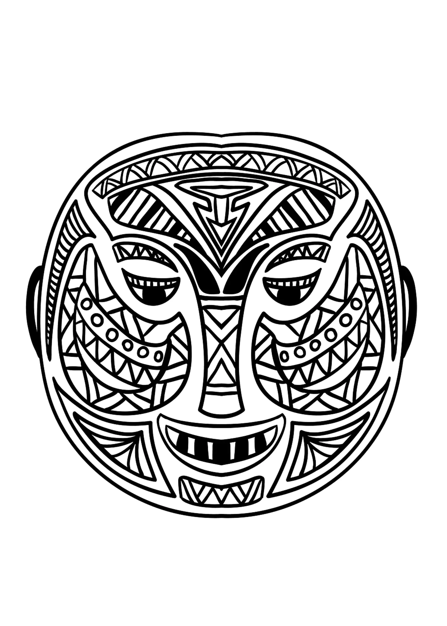 Afrikanische Maskenmalerei (Ausmalbild von Masken zum Ausdrucken und Ausmalen für Kinder)