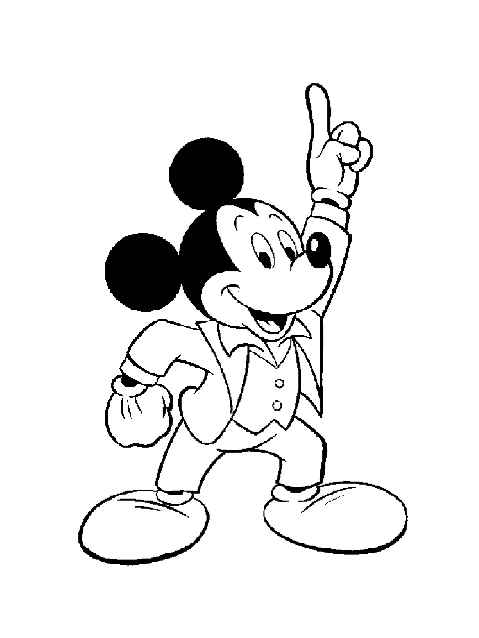 Mickey und John Travolta. (Ausmalbild von Mickey Maus zum Ausdrucken und Ausmalen für Kinder)