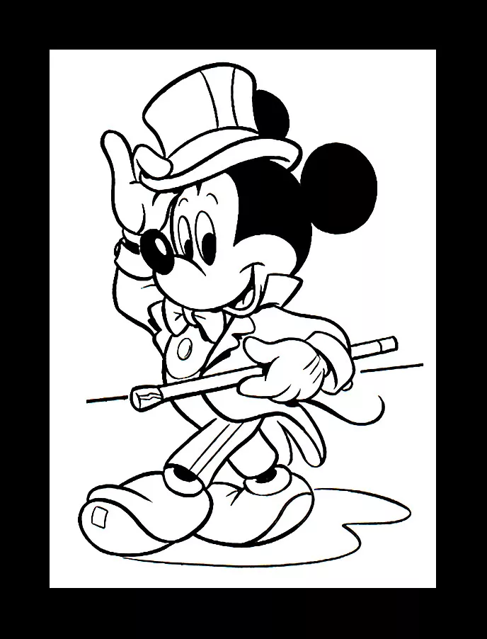 Einfaches, wunderschönes Ausmalbild von Micky (Ausmalbild von Mickey Maus zum Ausdrucken und Ausmalen für Kinder)