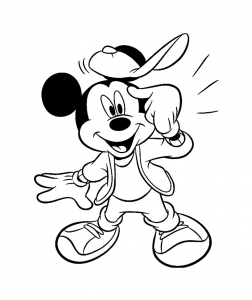 Mickey hat eine Idee. (Ausmalbild von Mickey Maus)