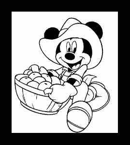 Mickey und Äpfel. (Ausmalbild von Mickey Maus)