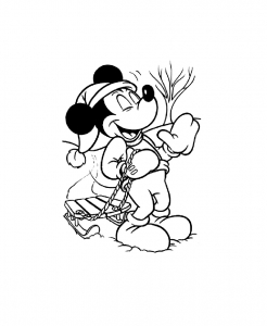 Mickey und ein Schlitten (Ausmalbild von Mickey Maus)