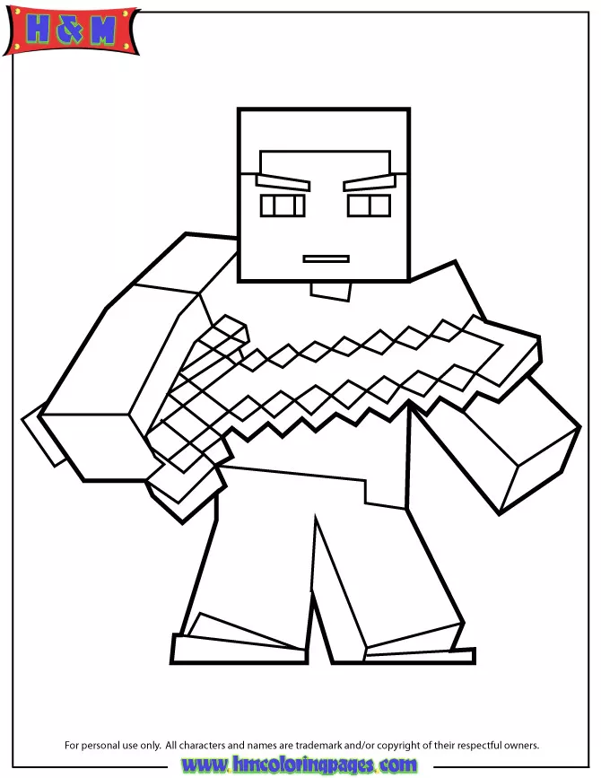 Kostenlose Minecraft-Zeichnung zum Herunterladen und Ausmalen