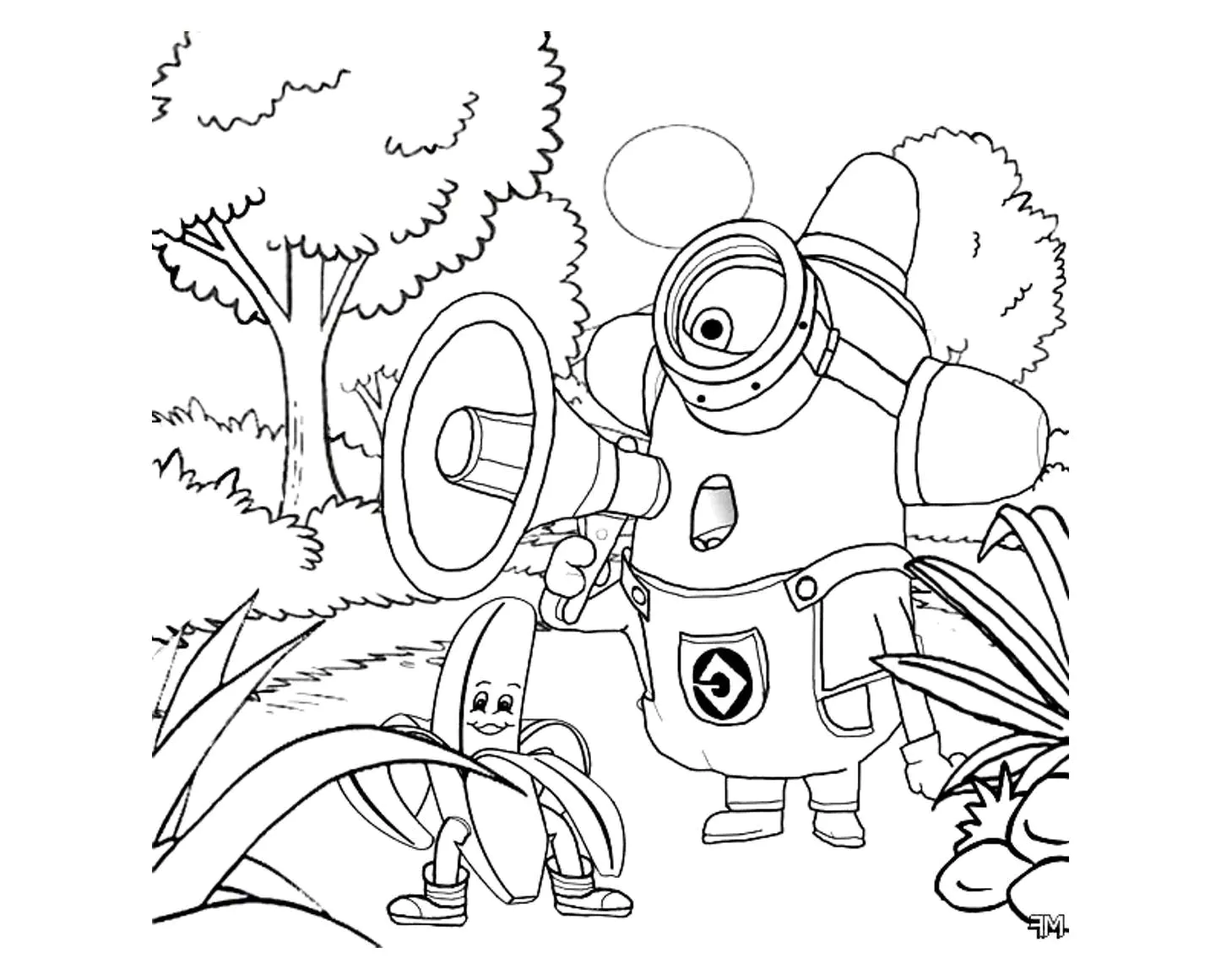 Kostenlose Minions-Zeichnung zum Ausdrucken und Ausmalen