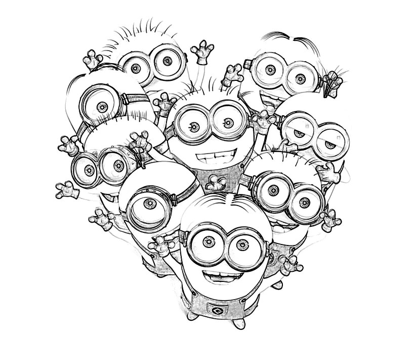 Kostenlose Minions-Zeichnung zum Ausdrucken und Ausmalen