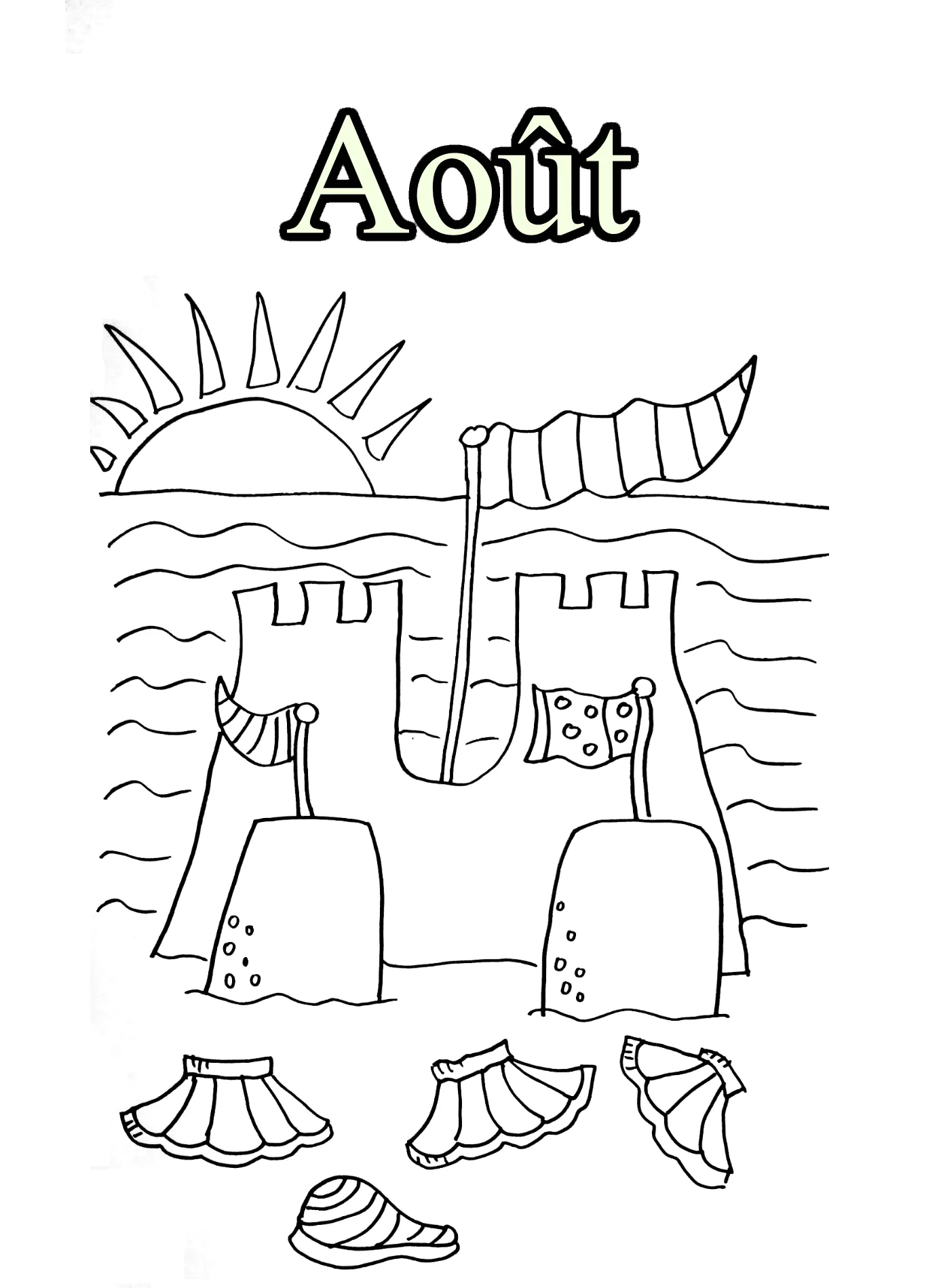 08. August (Ausmalbild von Monate zum Ausdrucken und Ausmalen für Kinder)