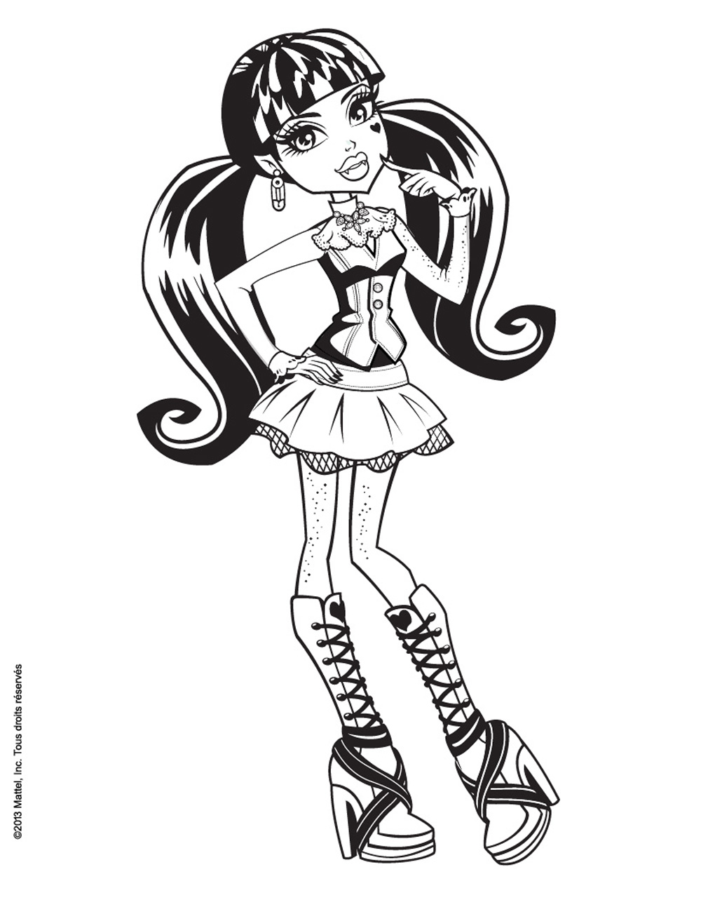 Kostenlose Malvorlage für Kinder mit Monster High kostenlos zum Herunterladen