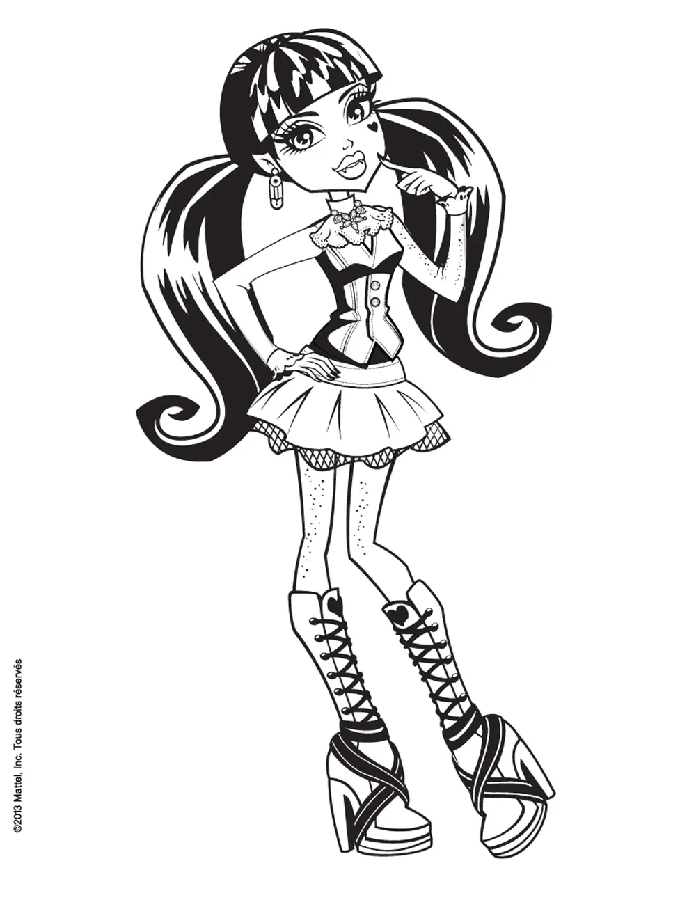 Kostenlose Malvorlage für Kinder mit Monster High kostenlos zum Herunterladen