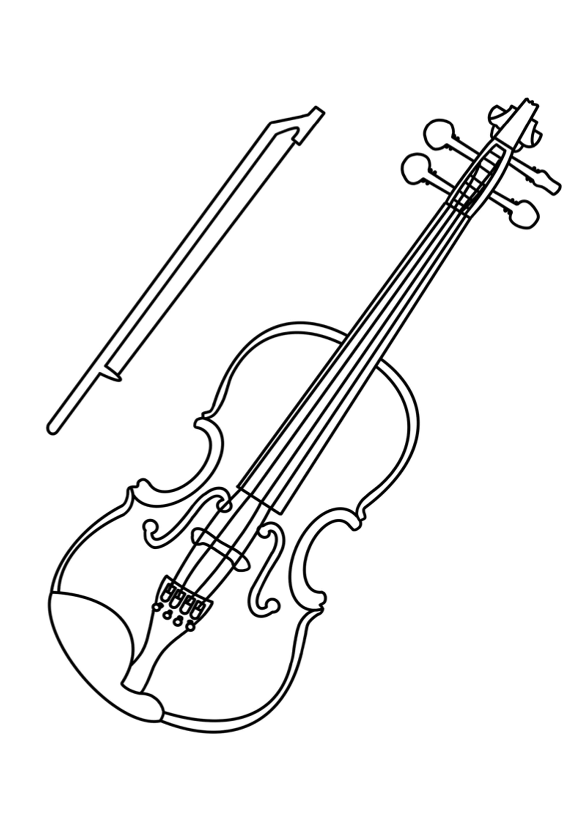 Violine (Ausmalbild von Musikinstrumente zum Ausdrucken und Ausmalen für Kinder)
