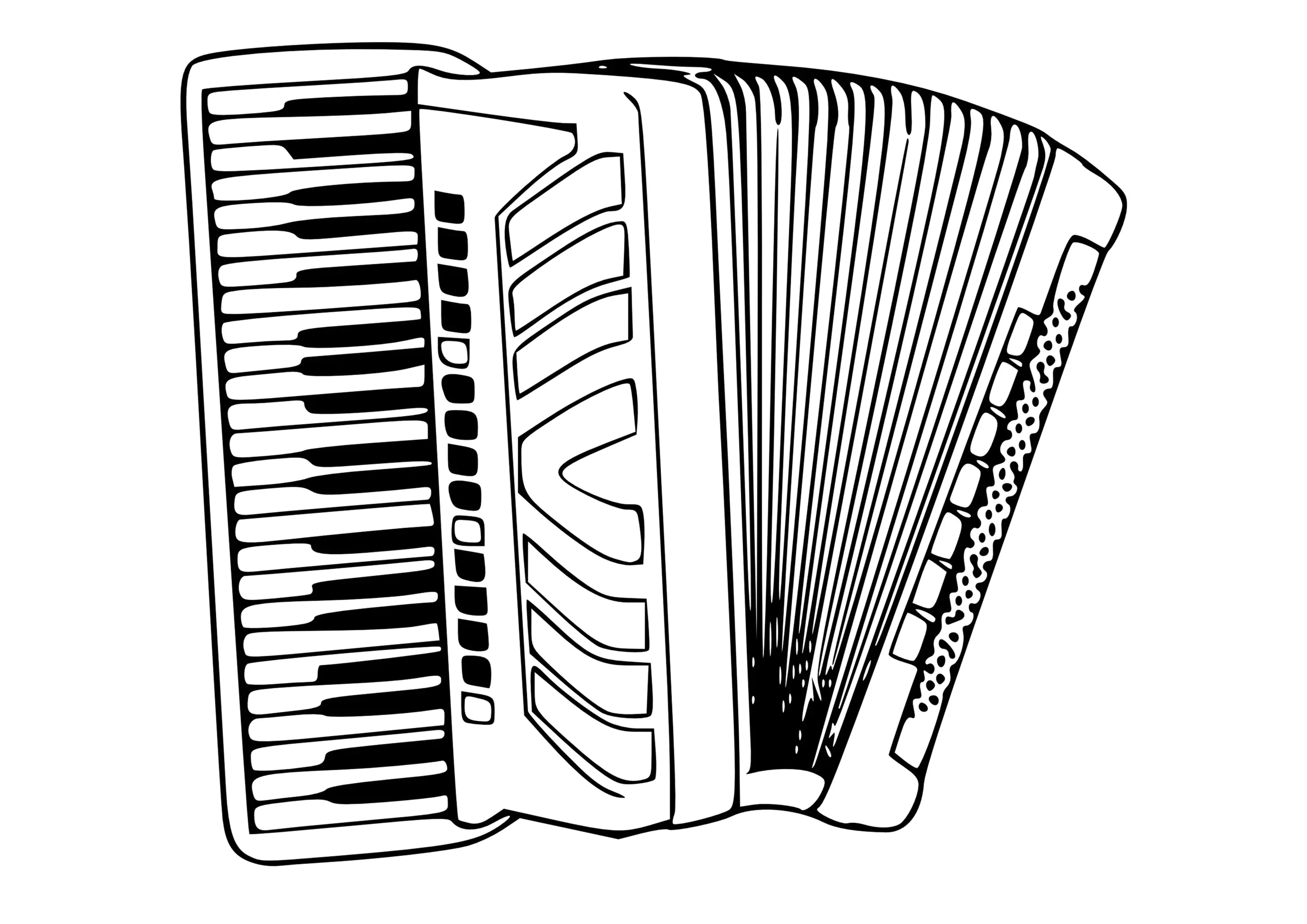 Akkordeon (Ausmalbild von Musikinstrumente zum Ausdrucken und Ausmalen für Kinder)