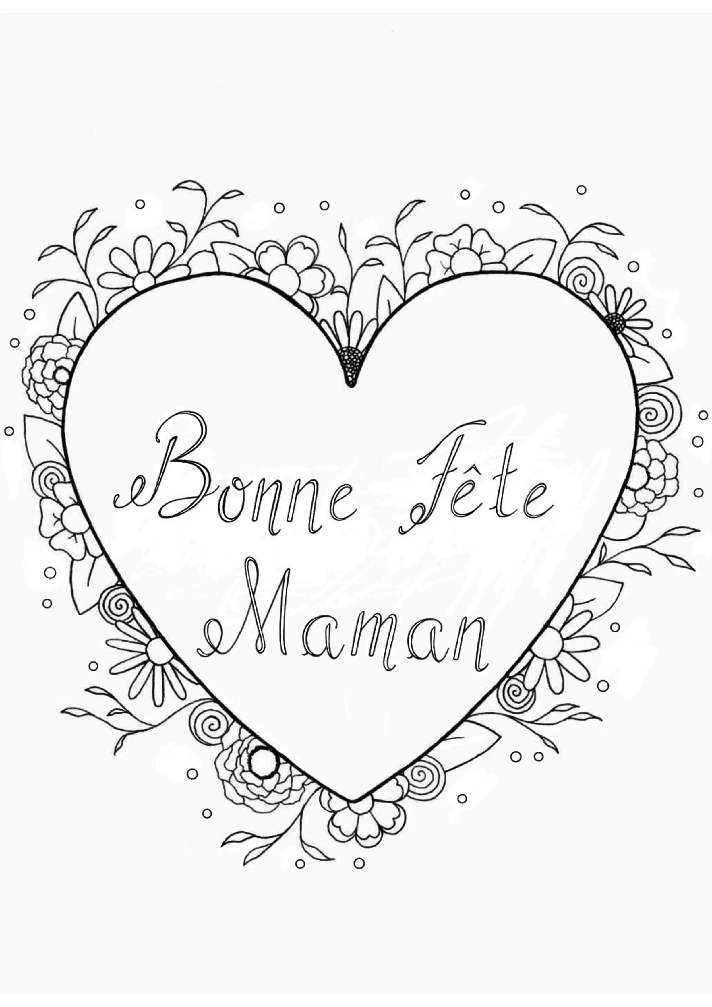 Einfaches Ausmalbild "Alles Gute zum Muttertag". (Ausmalbild zum Ausdrucken und Ausmalen für Kinder)