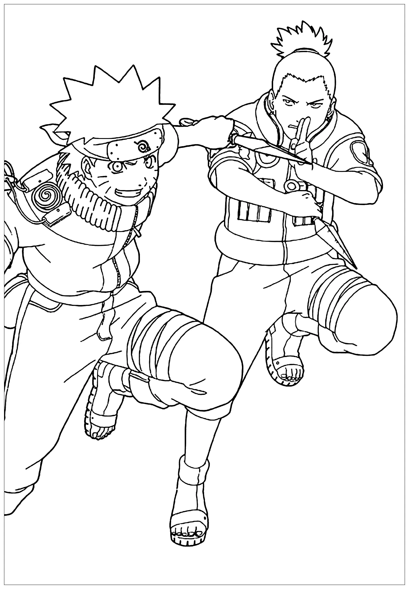 Shikamaru und Naruto (Ausmalbild zum Ausdrucken und Ausmalen für Kinder)