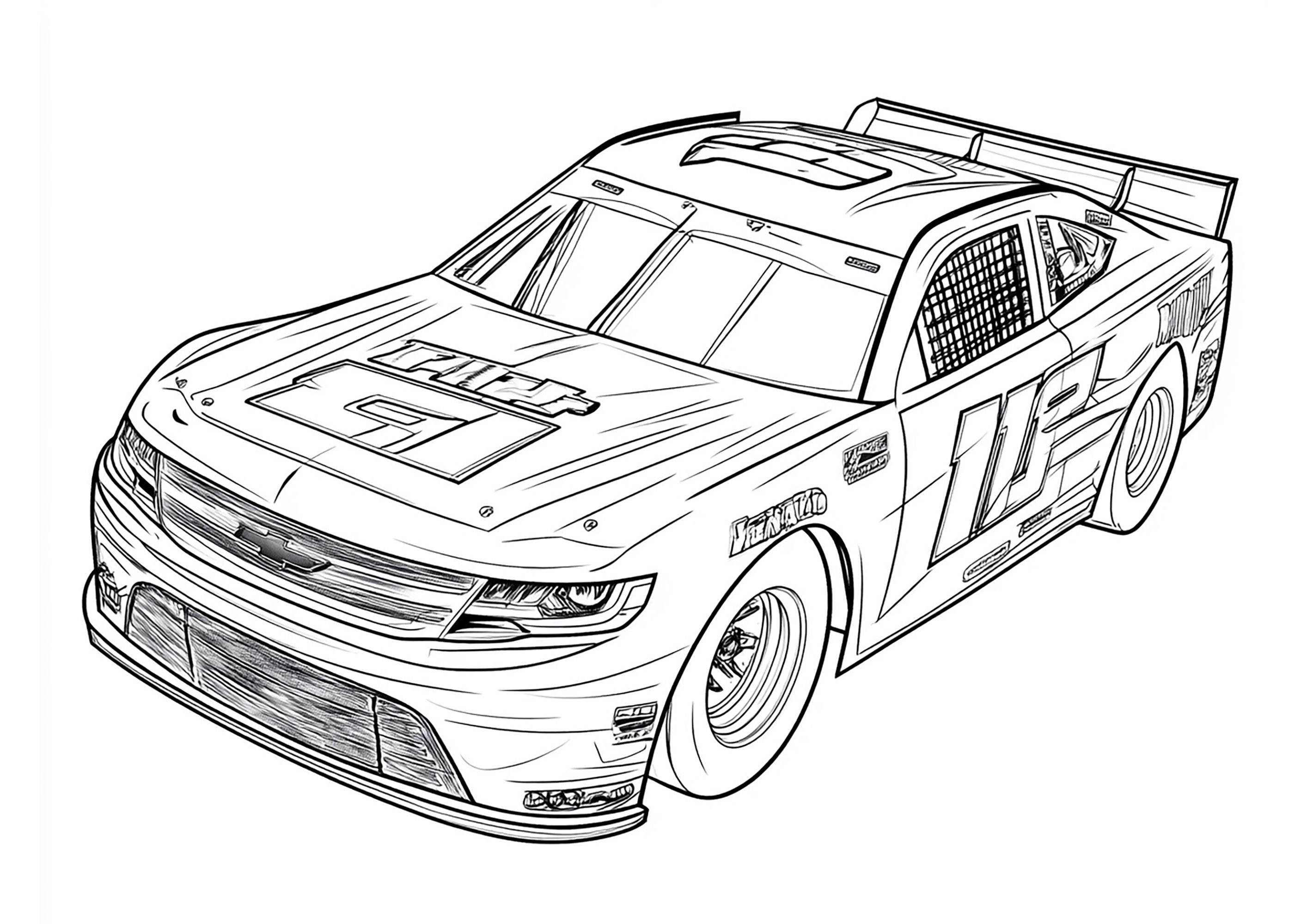 Schönes Nascar-Auto (Ausmalbild zum Ausdrucken und Ausmalen für Kinder)