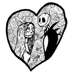Ausmalbilder von Nightmare Before Christmas zum Ausdrucken und Ausmalen für Kinder