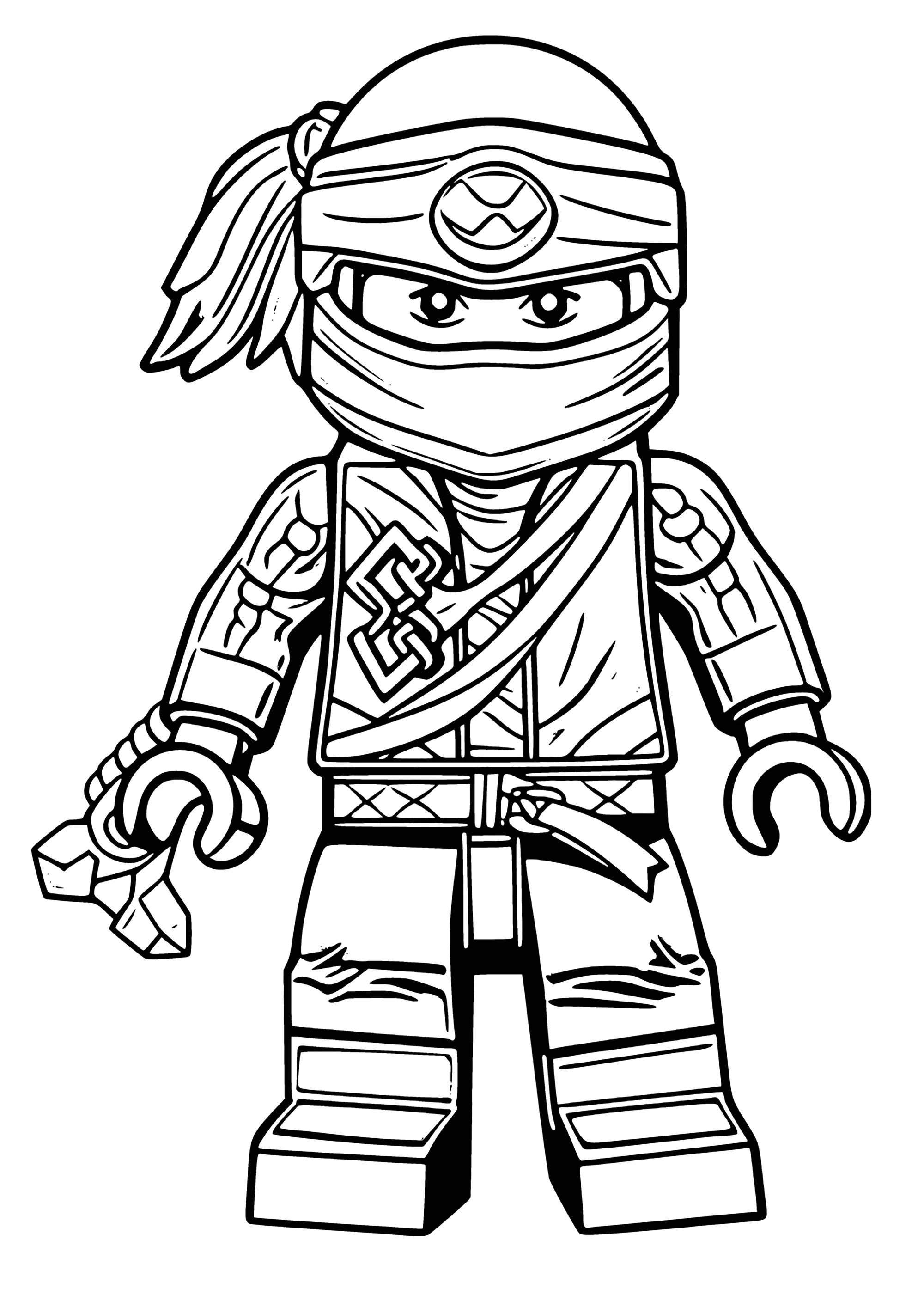 Lego Ninjago in Kampfanzug (Ausmalbild zum Ausdrucken und Ausmalen für Kinder)