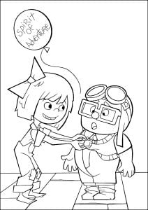 Carl Fredricksen und Ellie, als Kinder. (Ausmalbild von Oben)