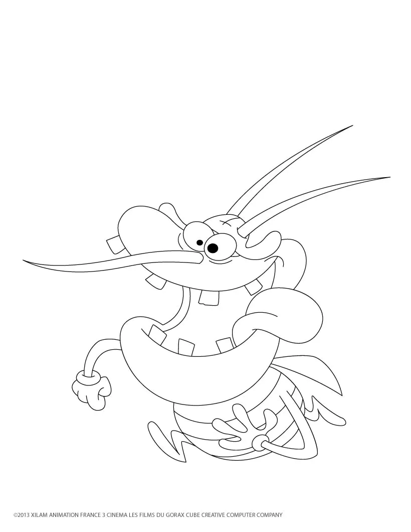 Malvorlage für Kinder mit Oggy und die Kakerlaken kostenlos zum Ausdrucken