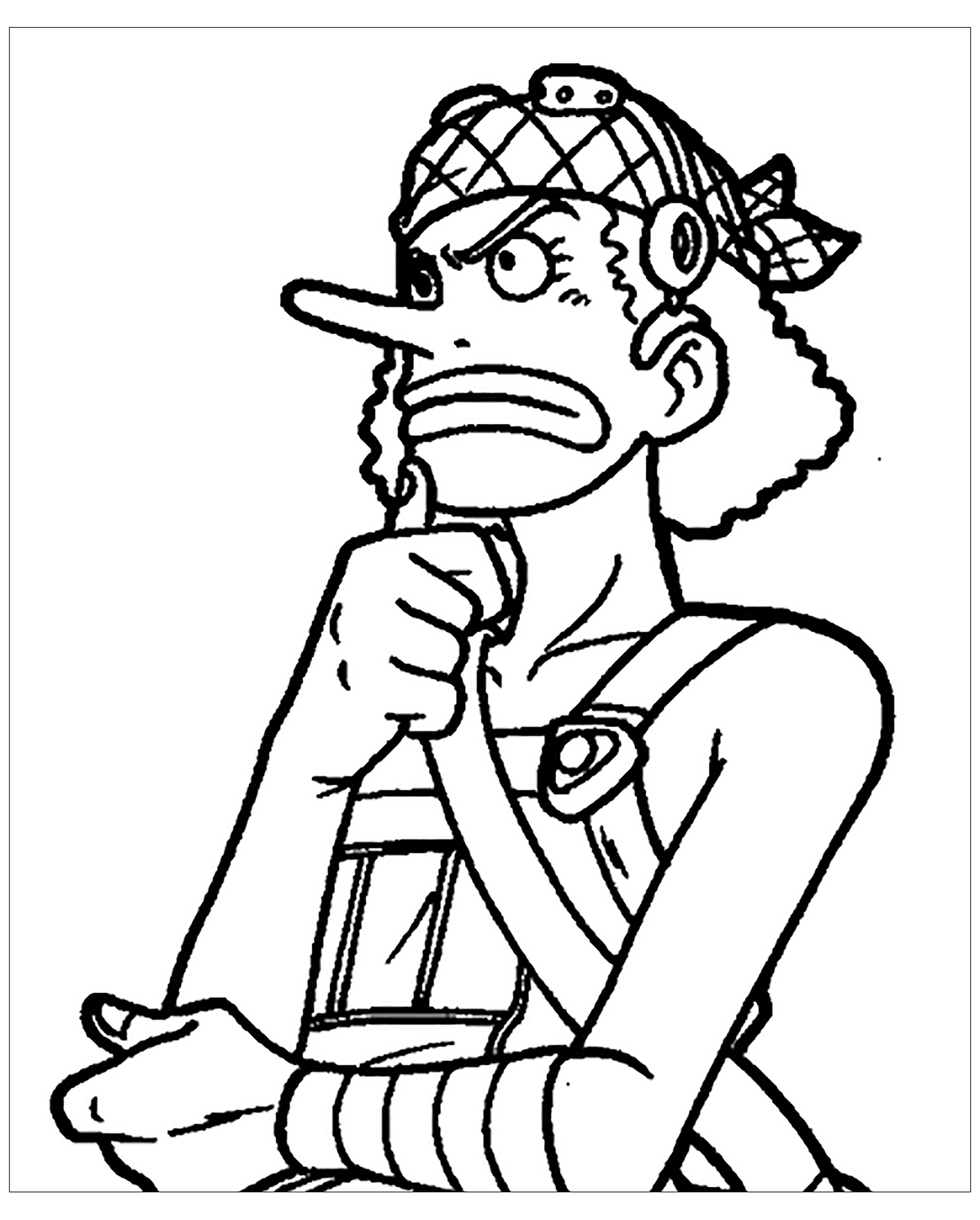 Der Pirat Usopp (Ausmalbild von One Piece zum Ausdrucken und Ausmalen für Kinder)