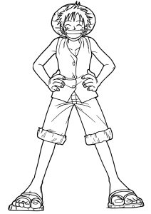 Monkey D. Luffy lacht (Ausmalbild von One Piece)