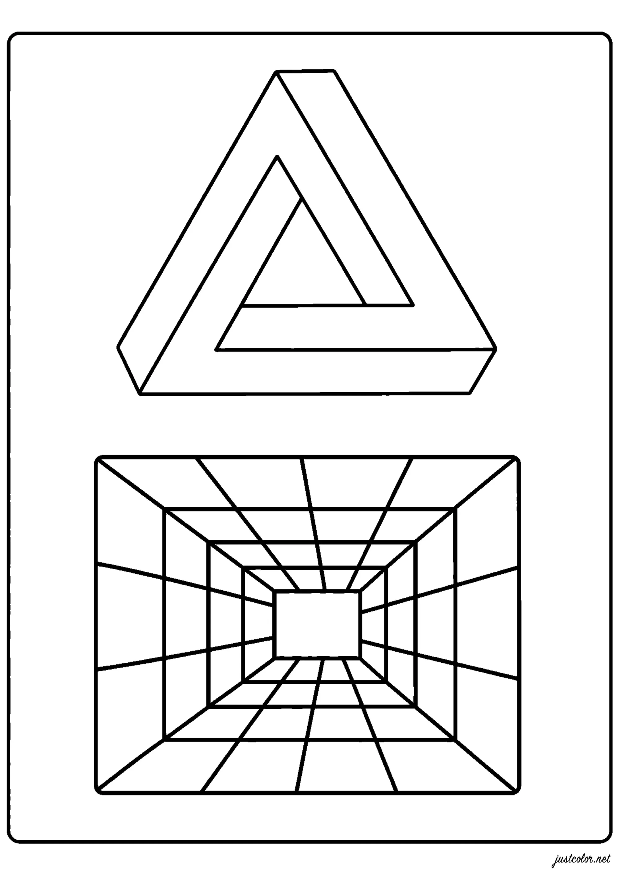 Kostenlose Ausmalbilder für Kinder von illusions-d'optique (Ausmalbild von Optische Täuschungen zum Ausdrucken und Ausmalen für Kinder)