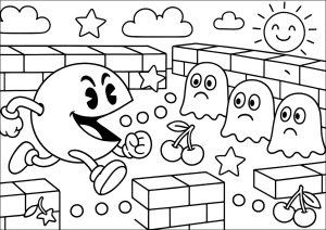 Abenteuer in einem Labyrinth (Ausmalbild von Pac-Man)