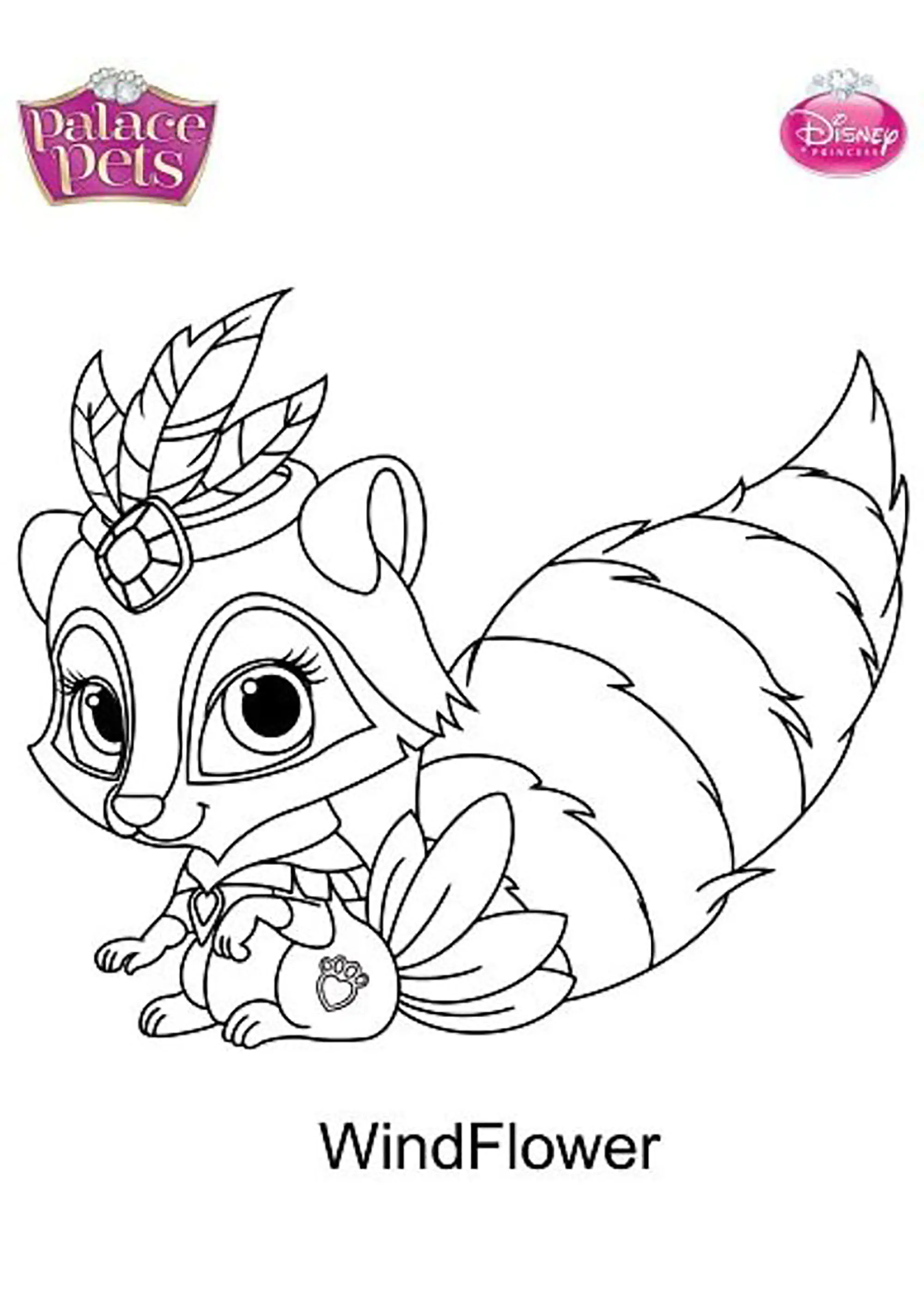 Windblume (Ausmalbild von Palace Pets zum Ausdrucken und Ausmalen für Kinder)