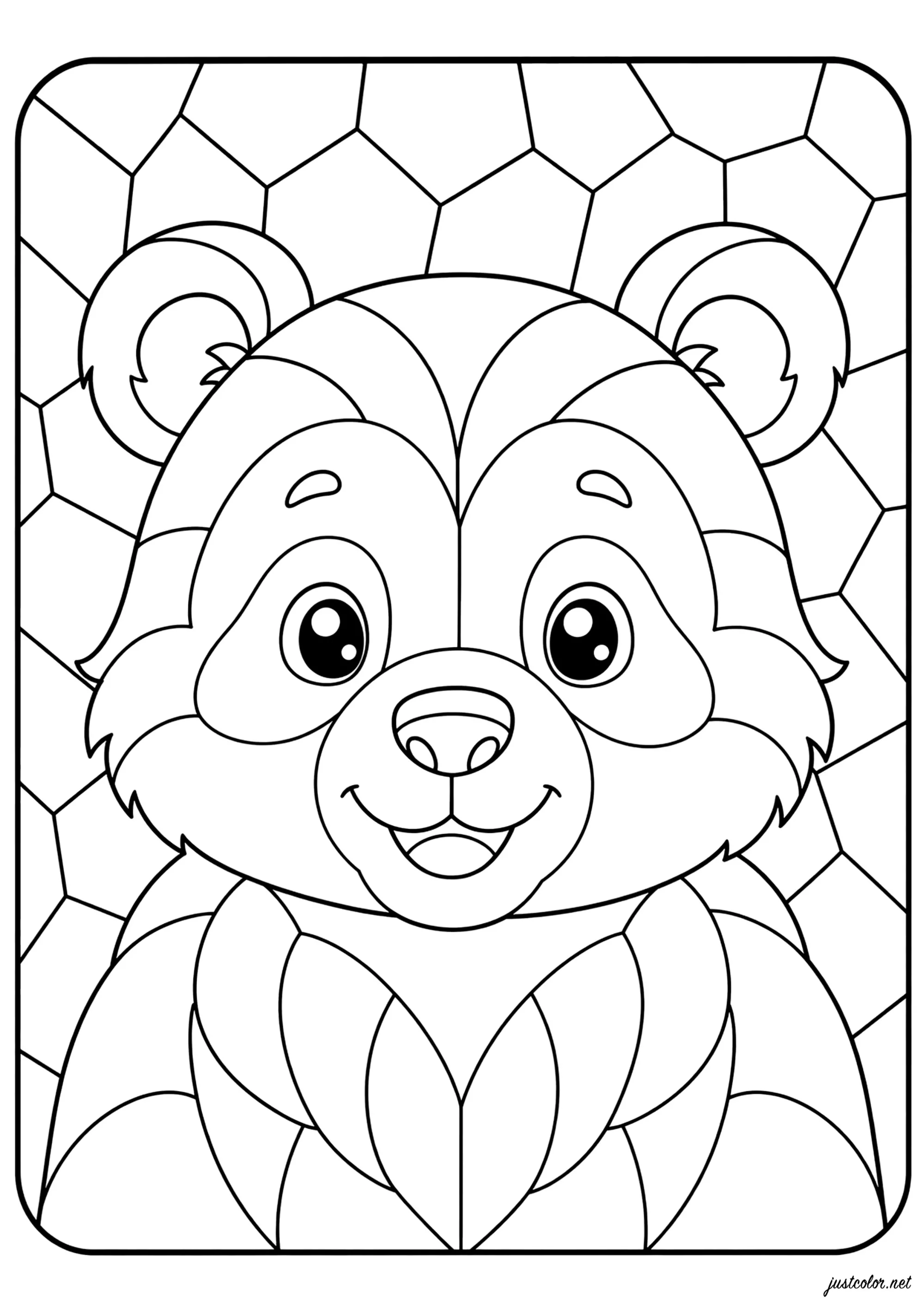 Lächeln eines jungen Pandas (Ausmalbild zum Ausdrucken und Ausmalen für Kinder)
