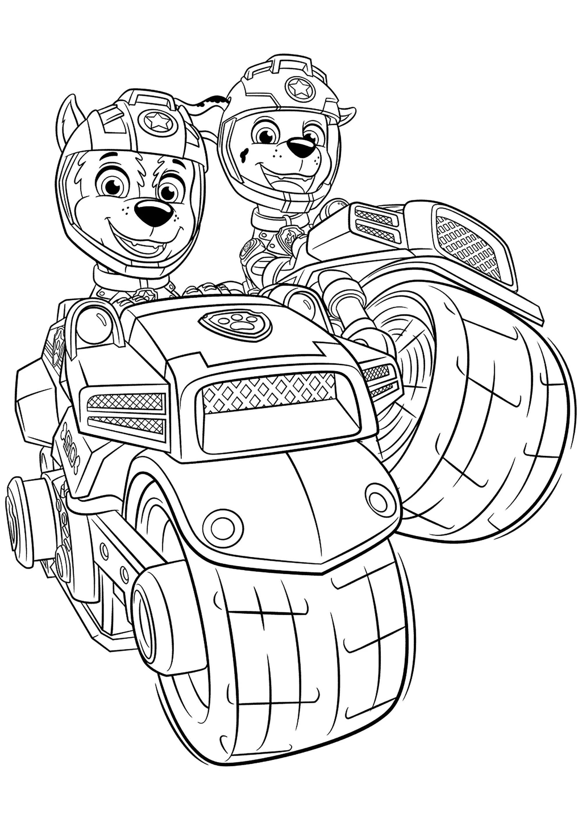 Pat Patrol Boliden - Super Welpen (Ausmalbild von Paw Patrol: Die Mighty Pups zum Ausdrucken und Ausmalen für Kinder)