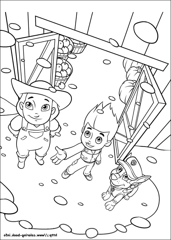 PAW Patrol: Einsatz Apfel (Ausmalbild zum Ausdrucken und Ausmalen für Kinder)