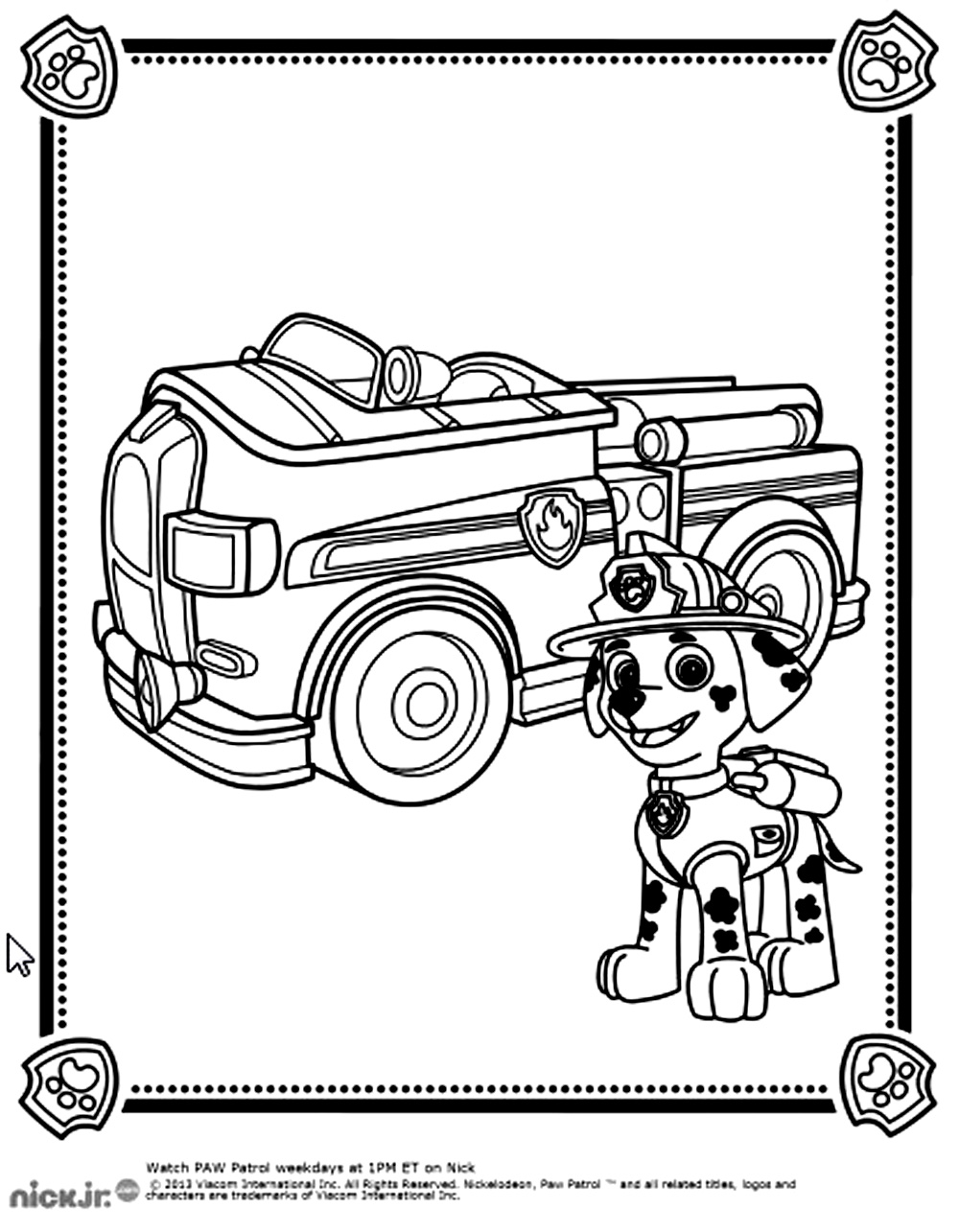 Paw Patrol Coloriage zum Ausdrucken für Kinder (Ausmalbild zum Ausdrucken und Ausmalen für Kinder)