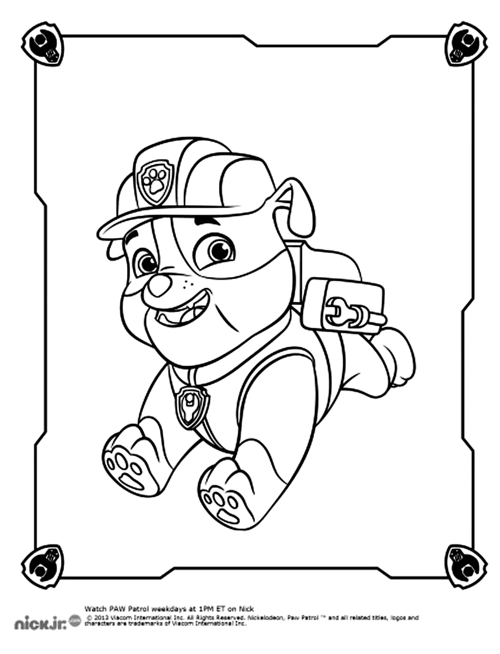 PAW Patrol: Rubble auf Deutsch ist PAW Patrol: Rubble. (Ausmalbild zum Ausdrucken und Ausmalen für Kinder)