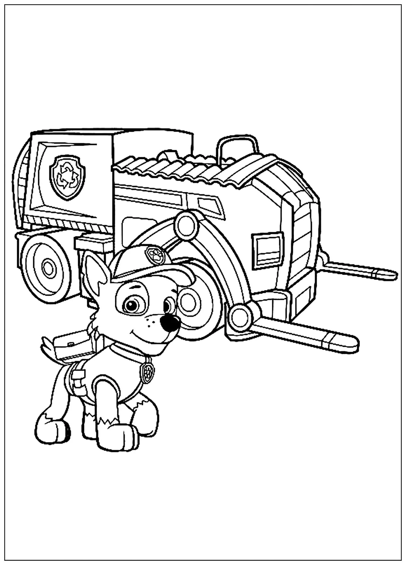 Kostenlose Malvorlage für Kinder mit Paw Patrol kostenlos zum Herunterladen