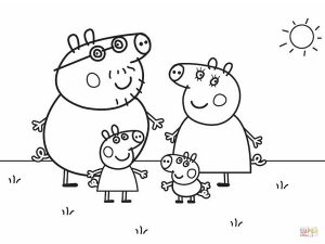 Peppa Wutz und ihre Familie (Ausmalbild von Peppa Pig)