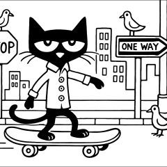 Ausmalbilder von Pete die Katze zum Ausdrucken und Ausmalen für Kinder
