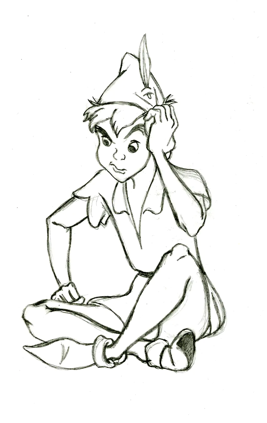 Kostenlose Peter Pan-Zeichnung zum Herunterladen und Ausmalen